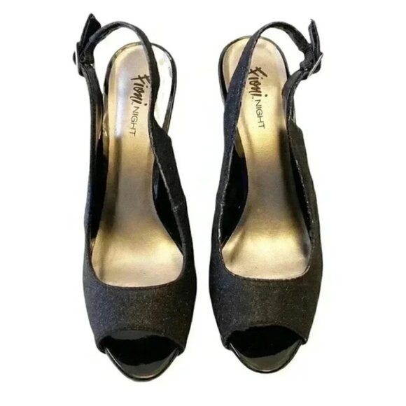 Fioni Night Slingback High Heel Evening Sandals Peep Toe Black Size 8 - Picture 3 of 16